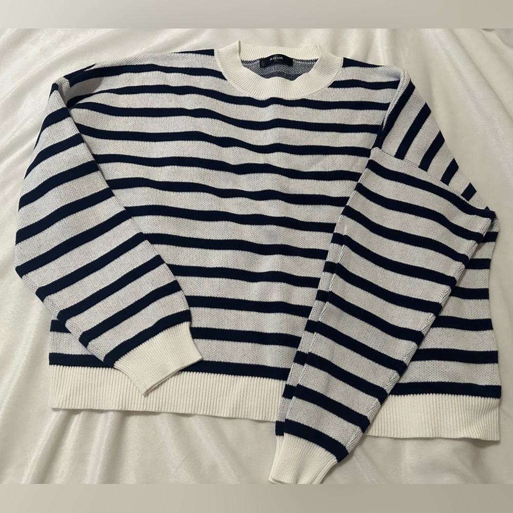 Aqua stripe crewneck sweater size Small